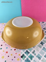Vintage Pyrex 024 2 qt Round Brown Mustard Yellow Casserole Dish