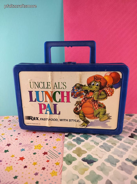 Vintage 1988 RAX Restaurants Uncle Al's Lunch Pal Plastic Bin w/Handle