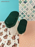 Vintage Tupperware 1843-26 + 1846-24 Green Lid Spice Shaker/Containers, Clean Set/2