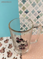 Vintage Walt Disney's Minnie Mouse Tall Heavy Clear Glass Mug Stein w/Handle