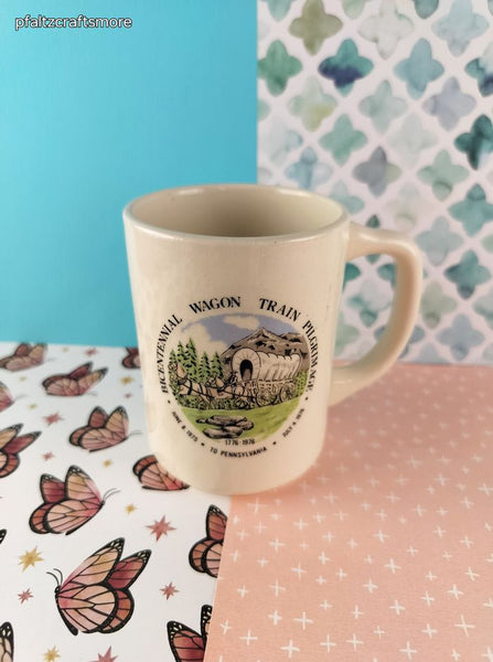Vintage Bicentennial Wagon Train Pilgrimage to Pennsylvania Ceramic Mug, Like New