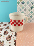Vintage Ralston Purina Red White Checkers Milk Glass Mug