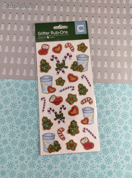 Vintage Momenta Complements Christmas Holiday GLITTER Miniature Rub-ons NEW