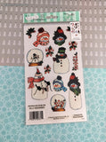 Vintage Royal Langnickel Christmas Holiday GLITTER Rub-on Transfer Silly Snowmen NEW