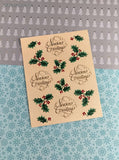 Vintage Amscan Christmas Seasons Greetings Holly Full Sticker Sheet, Unused