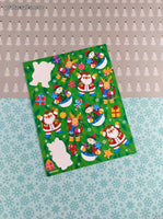 Vintage Amscan Christmas Seasons Greetings Santa Claus Partial Sticker Sheets Set/3