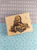 Vintage Boyd's Bears Collection Christmas Santa Bear Snowy Wooden Stamp Block