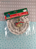 Vintage 1992 Holiday Spirit Trim-a-Tree Christmas Musical Notes Paper Fan Ornament, NEW