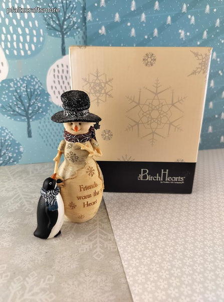 2016 Birch Hearts Snow Friend 5" Snowman w/Penguin 81073BC OPEN BOX