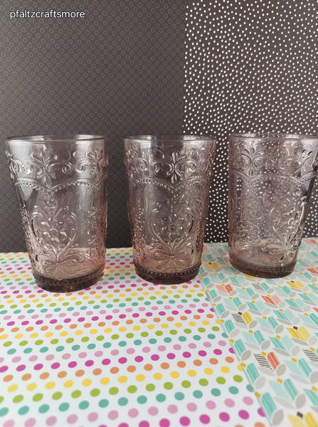 The Pioneer Woman Amelia Pink Glass Tumblers Set/3, Like New