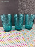The Pioneer Woman Amelia Teal Glass Tumblers Set/3, Like New