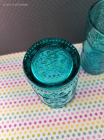 The Pioneer Woman Amelia Teal Glass Tumblers Set/3, Like New