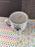 Vintage JAPAN Cranberry Blueberry Blue & Red Grid Coffee Mug