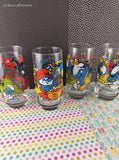 Vintage 1983 Smurfs Collector's Glass Tumblers Set/4, Like New