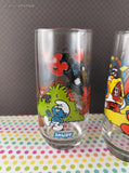Vintage 1983 Smurfs Collector's Glass Tumblers Set/4, Like New