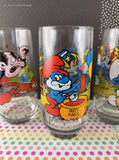 Vintage 1983 Smurfs Collector's Glass Tumblers Set/4, Like New