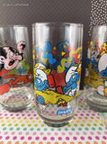 Vintage 1983 Smurfs Collector's Glass Tumblers Set/4, Like New