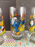 Vintage 1983 Smurfs Collector's Glass Tumblers Set/4, Like New