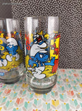 Vintage 1983 Smurfs Collector's Glass Tumblers Set/4, Like New