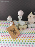 Vintage 1985 Precious Moments Baby Birthday Ceramic Pastel Animal Train 1 - 6