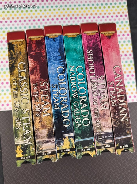 Vintage American Steam Locomotive Train VHS Tapes, Set/6