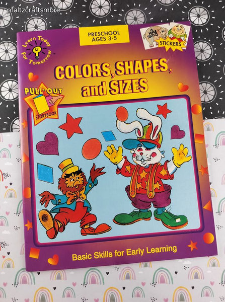 Vintage 1994 McClanahan Preschool Ages 3-5 Colors, Shapes, and Sizes Activity Softcover, Like New