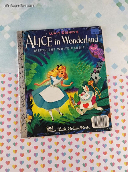 Vintage 1951 Little Golden Book: Walt Disney's Alice in Wonderland Meets the White Rabbit Hardcover