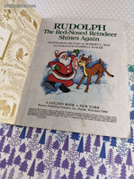 Vintage 1982 Little Golden Book: Rudolph the Red-Nosed Reindeer Shines Again Hardcover