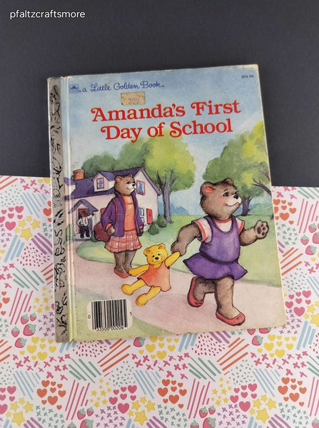 Vintage 1985 Little Golden Book: Amanda's First Day of School Hardcover