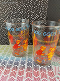 Vintage 1971 Archie Comics Hot Dog Goes to School Small Glass Tumblers Set/4, Like New