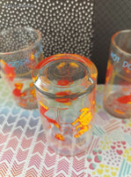 Vintage 1971 Archie Comics Hot Dog Goes to School Small Glass Tumblers Set/4, Like New