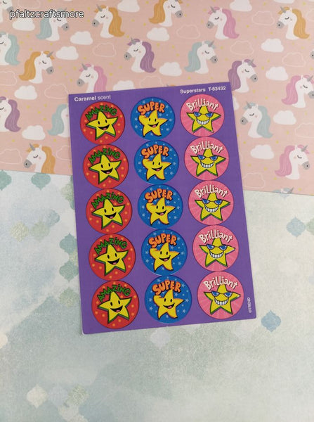 RARE Vintage 1980's Trend Superstars Caramel Scratch 'n Sniff Full Sticker Sheet, Unused