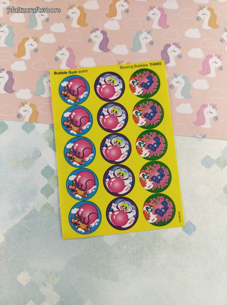 RARE Vintage 1980's Trend Blowing Bubbles Bubble Gum Scratch 'n Sniff Full Sticker Sheet, Unused