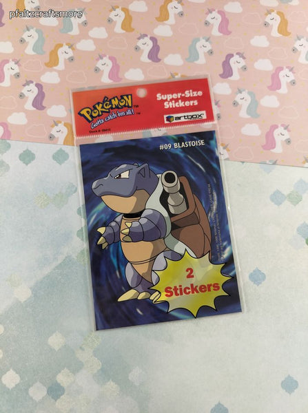 Vintage 1999 Pokemon Blastoise Meowth Super-Size Artbox Stickers NEW & SEALED