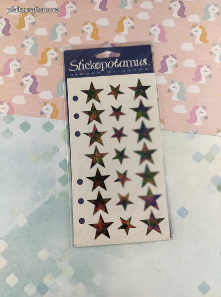 Vintage Stickopotamus Stickers, Shimmer SHINY Stars Celestial, 1 Sheet New & Sealed