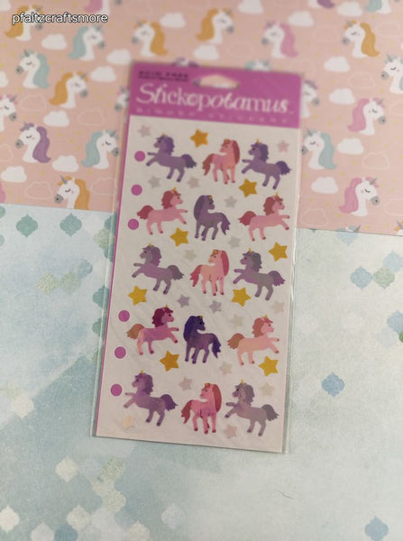 Vintage Stickopotamus "Unicorn Magic" SHINY Binder Sticker Sheet, New & Sealed