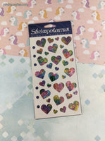 Vintage Stickopotamus "Rainbow Hearts" SHINY Binder Sticker Sheet, New & Sealed