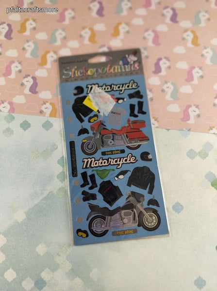 Vintage Stickopotamus Stickers, Shimmer SHINY Motorcycles, 1 Sheet New & Sealed
