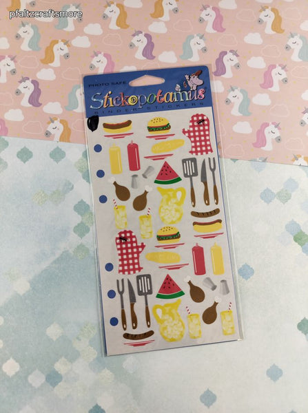 Vintage Stickopotamus Stickers, "Summer Cookout", 1 Sheet New & Sealed