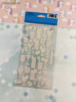 Vintage Sticko Stickers, Cocktails Drinks, 1 Sheet New & Sealed