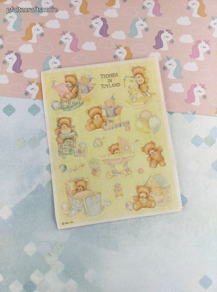 Vintage Hallmark Teddies in Toyland Full Sticker Sheet, Clean & Unused