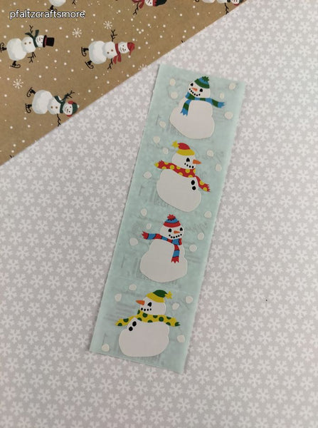 Vintage 1990 Mrs. Grossman's Christmas Cute Snowmen Full Sticker Sheet, Unused