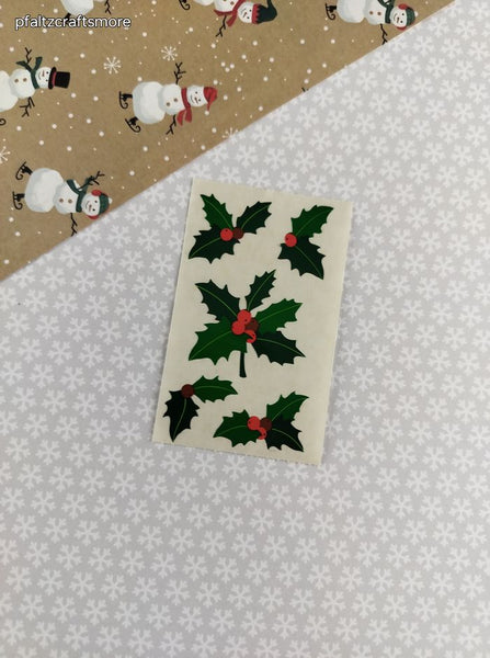 Vintage 1992 Mrs. Grossman's Christmas Mistletoe Holly Half Sticker Sheet, Unused