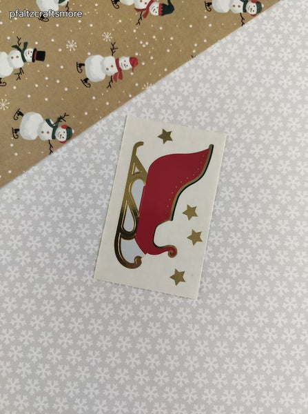 Vintage 1994 Mrs. Grossman's SHINY Christmas Santa's Sleigh Half Sticker Sheet, Unused