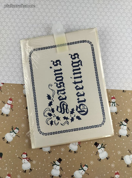 Vintage Christmas Blue Seasons Greetings Counted Cross Stitch/Fabric Greeting Card Kit NEW