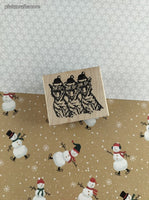 Vintage Stamp Me Tender Christmas Caroloing Cats Wooden Block/Rubber Stamp