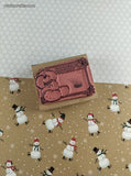 Vintage 1989 D.O.T.S. Christmas No Peeking Bear #N106 Wooden Block/Rubber Stamp