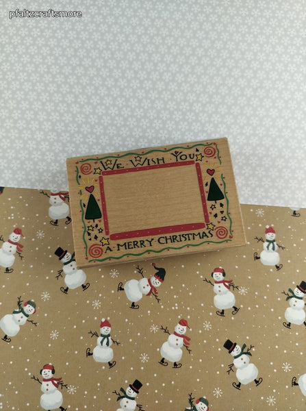 Vintage Inkadinkadoo Kathy Davis Collection Merry Christmas #6127 Wooden Block/Rubber Stamp