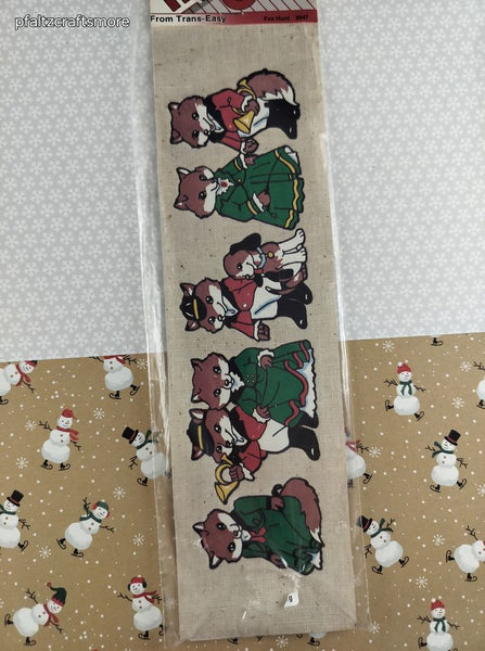 Vintage Christmas Wintry Seasonal Fox Hunt Iron Ons Applique NEW SEALED