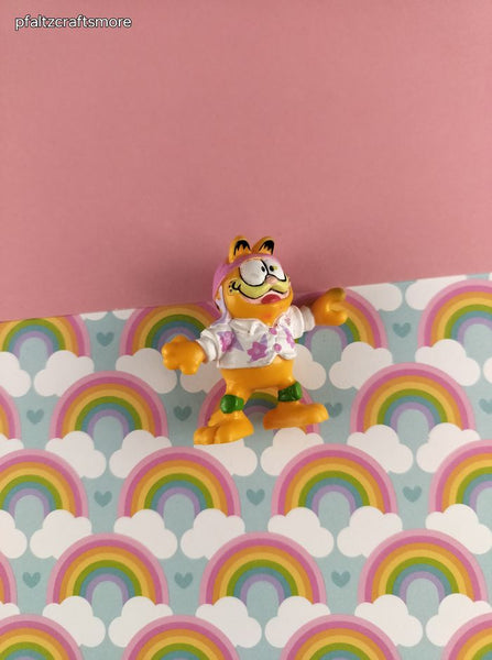 Vintage 1980's Garfield the Cat Hawaiian Shirt PVC Miniature Toy, Nice & Clean